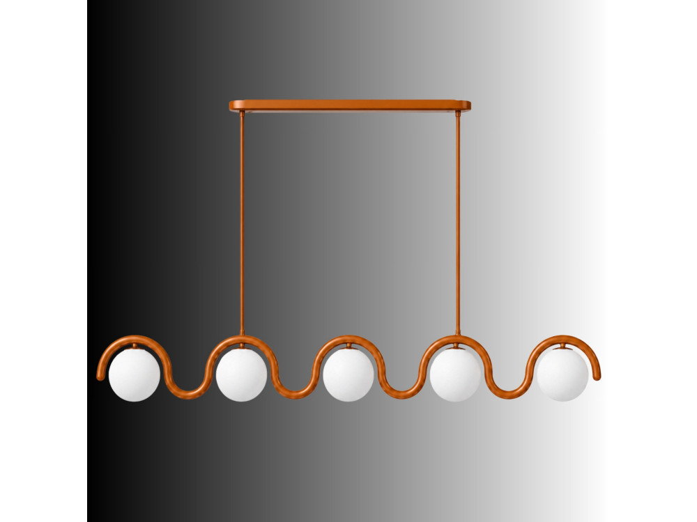 Lampadario in metallo "GEDIK-20444" - 140 x 17 cm - Marrone / Arancione