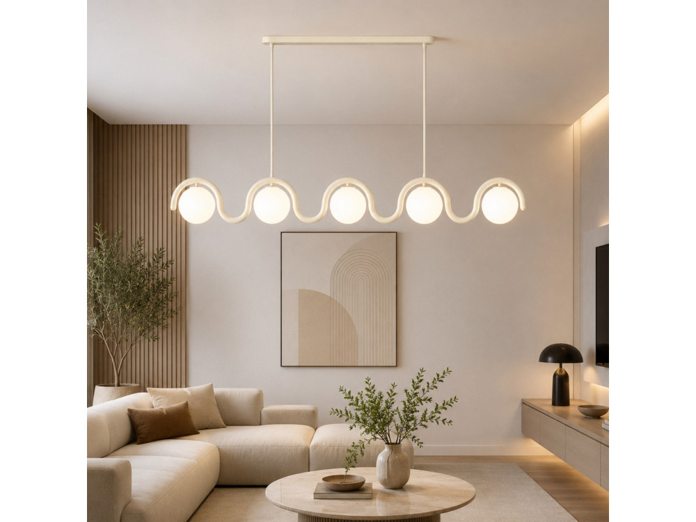 Lampadario in metallo "GEDIK-2044" - 140 x 17 cm - Beige