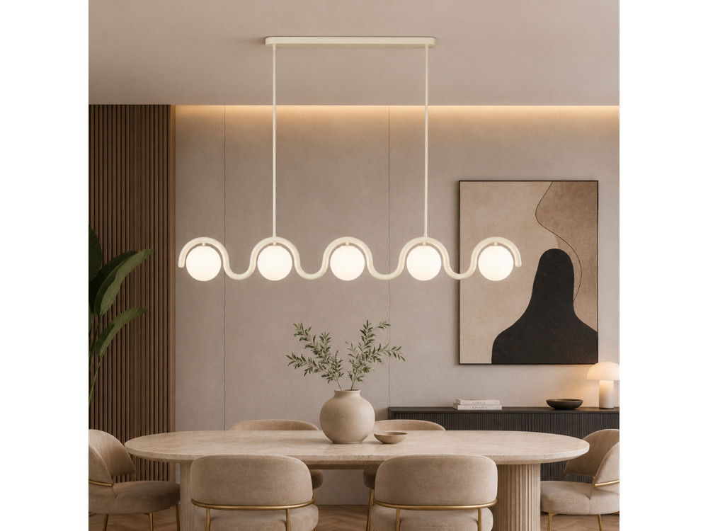 Lampadario in metallo "GEDIK-2044" - 140 x 17 cm - Beige