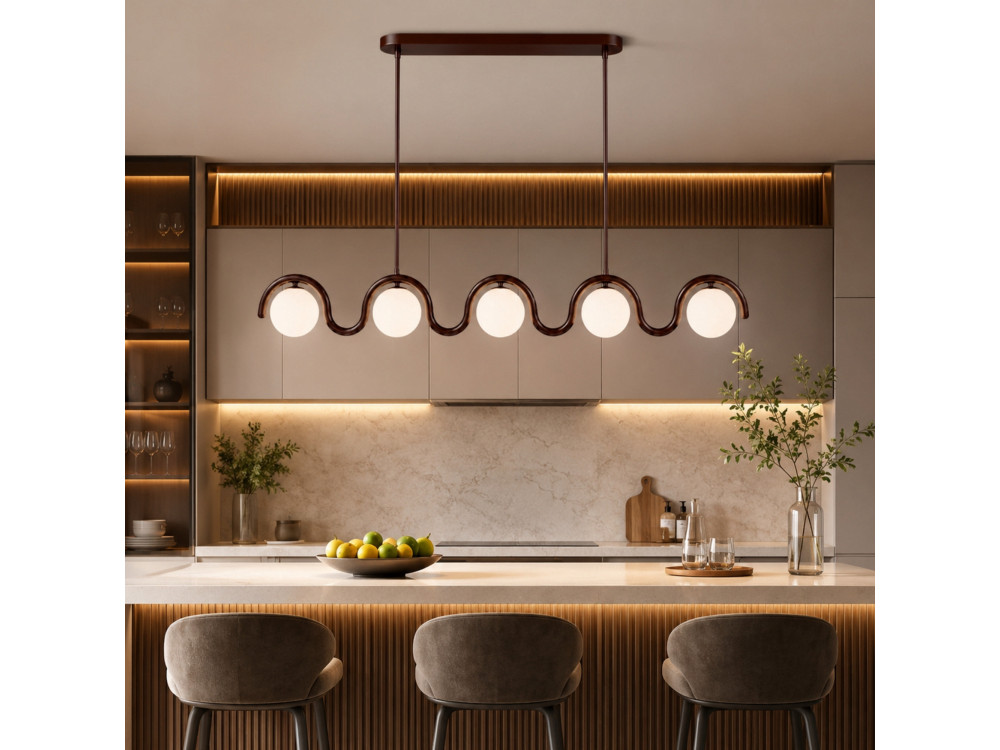 Lampadario in metallo "GEDIK-20444" - 140 x 17 cm - Marrone