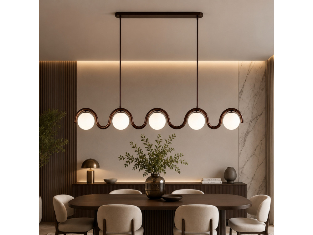 Lampadario in metallo "GEDIK-20444" - 140 x 17 cm - Marrone