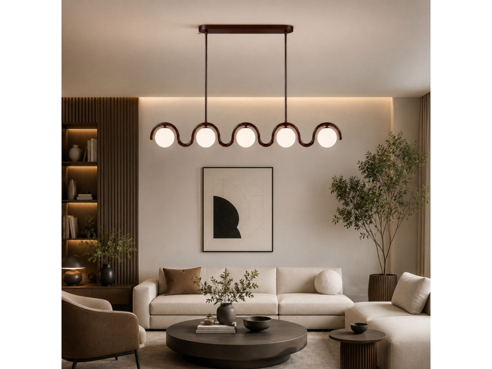 Lampadario in metallo "GEDIK-20444" - 140 x 17 cm - Marrone