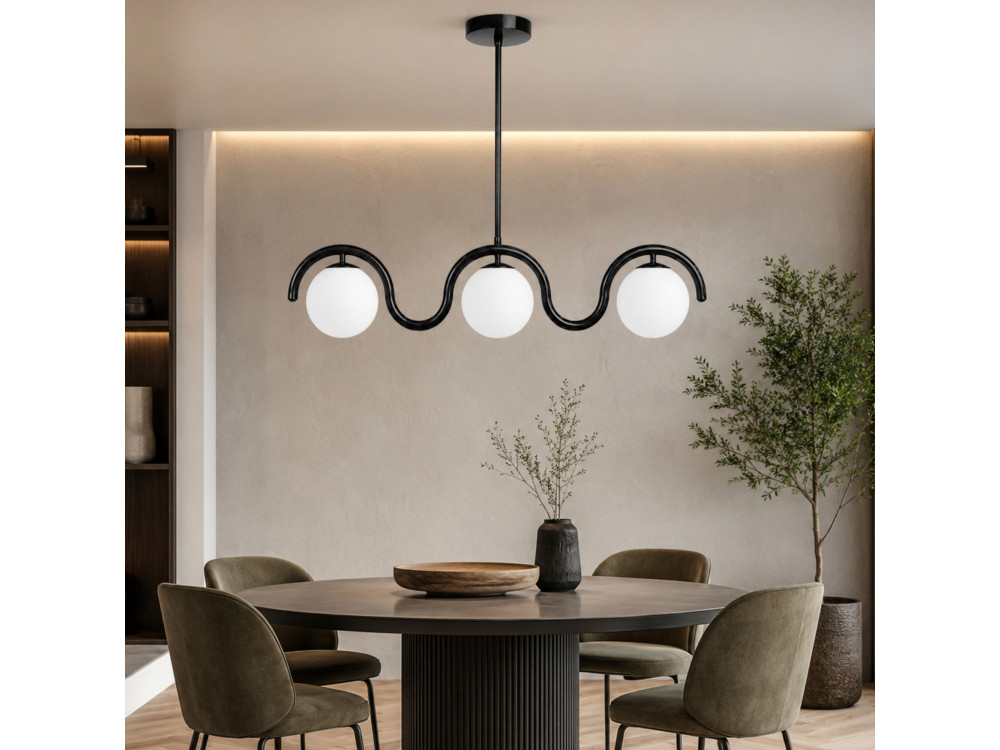 Lampadario in metallo "GEDIK-20442" - 80 x 17 cm - Nero