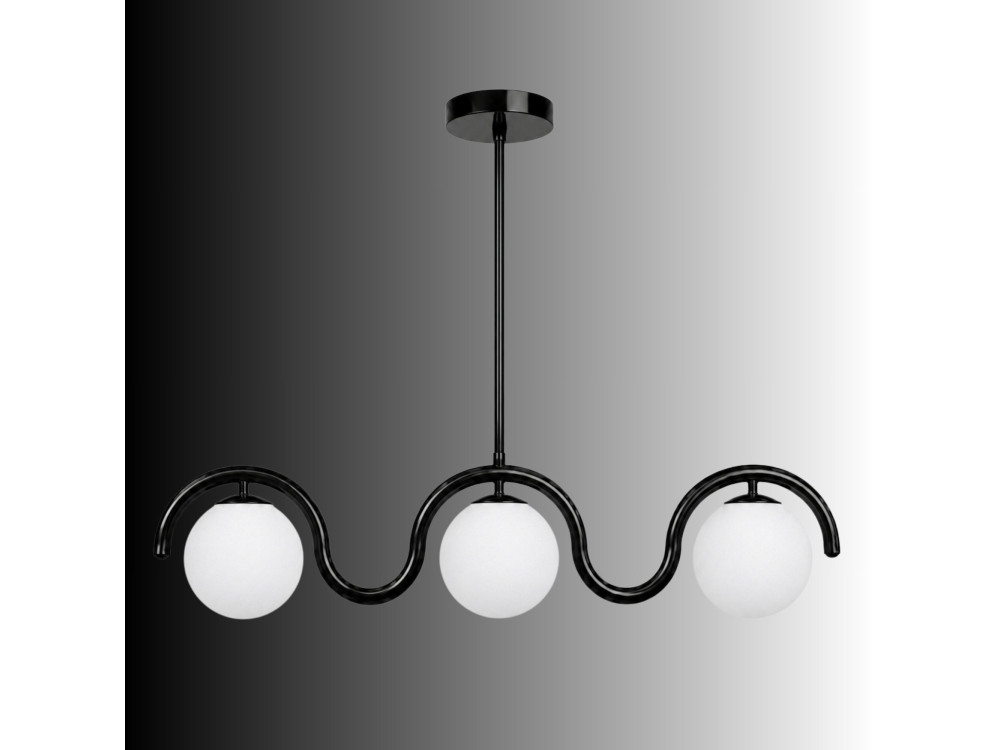 Lampadario in metallo "GEDIK-20442" - 80 x 17 cm - Nero