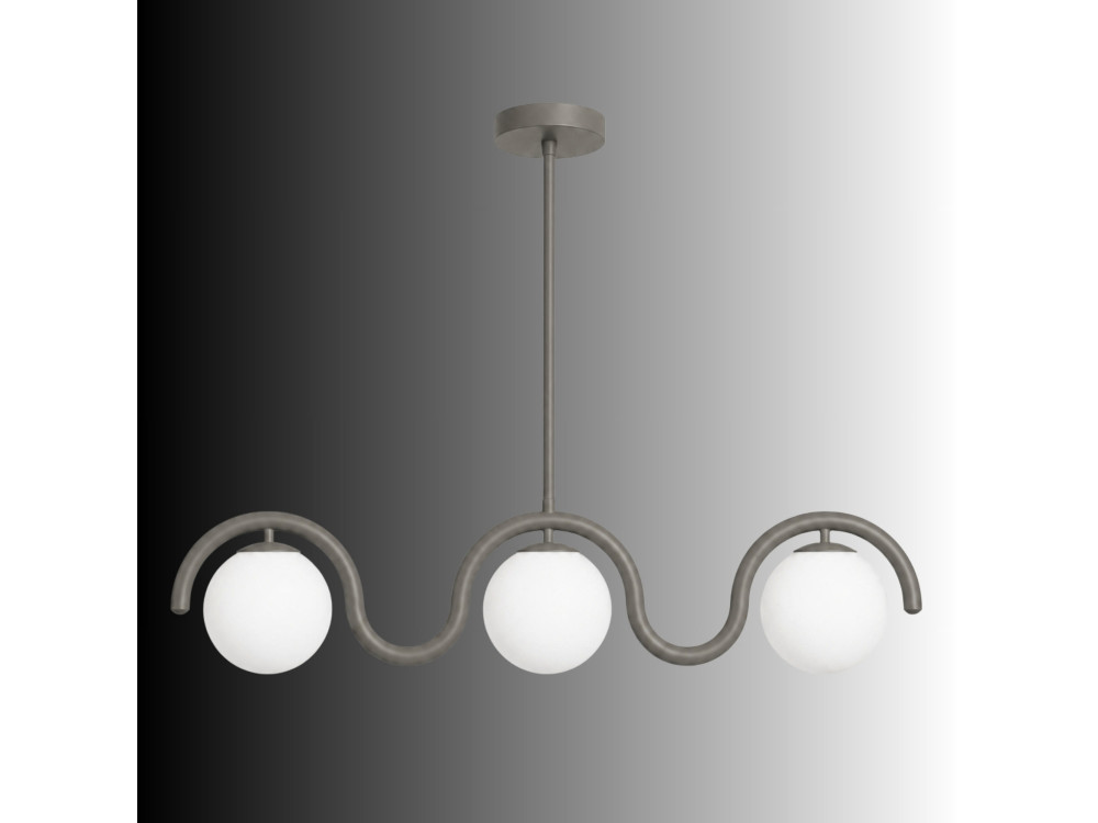Lampadario in metallo "GEDIK-20442" - 80 x 17 cm - Grigio
