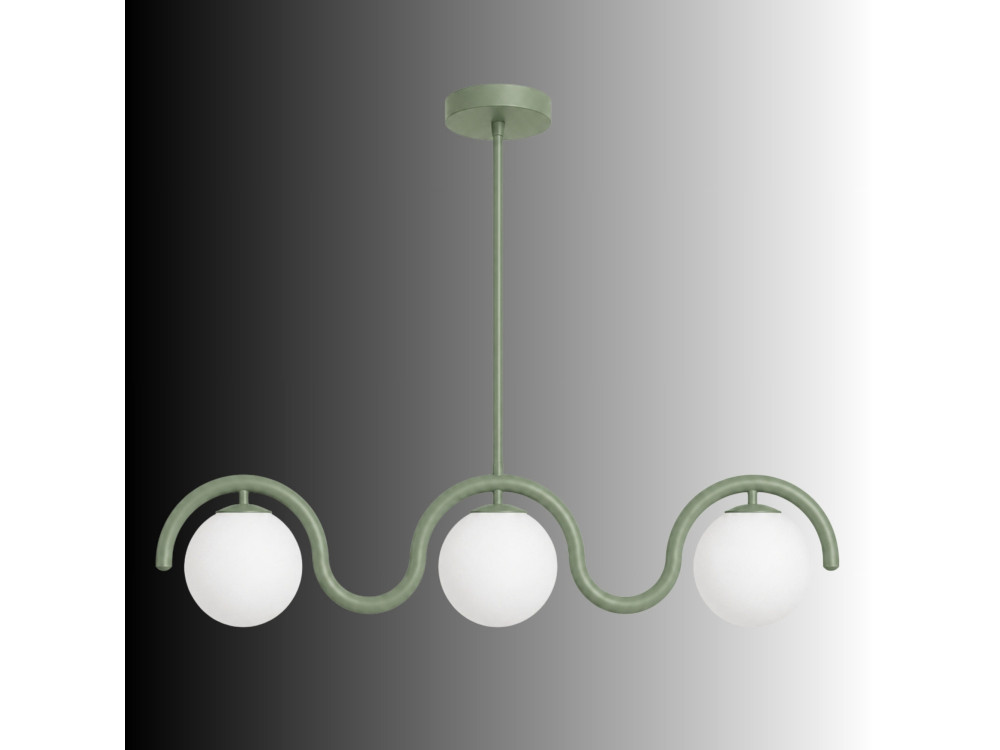Lampadario in metallo "GEDIK-20442" - 80 x 17 cm - Verde menta