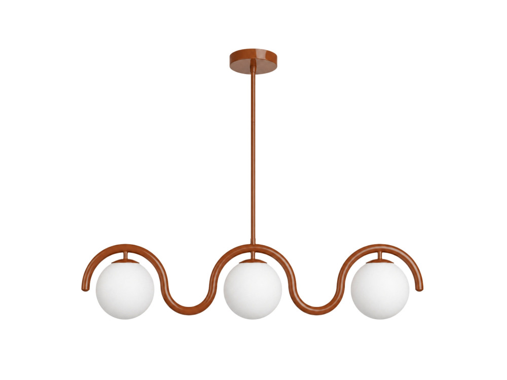 Lampadario in metallo "GEDIK-20442" - 80 x 17 cm - Marrone / Arancione