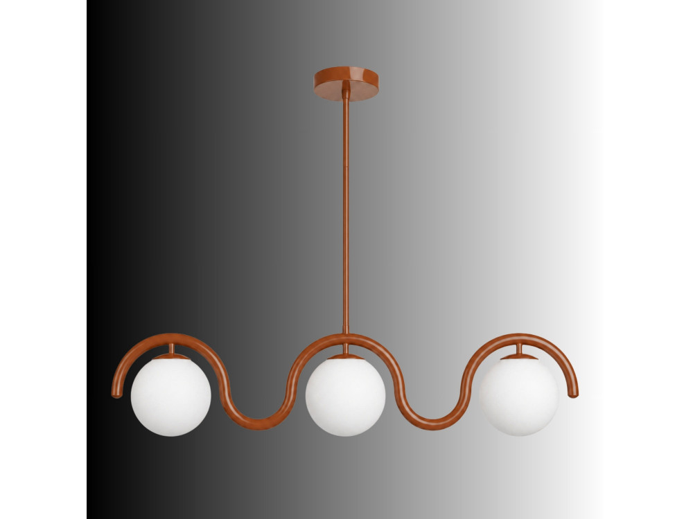Lampadario in metallo "GEDIK-20442" - 80 x 17 cm - Marrone / Arancione