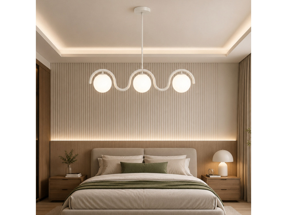 Lampadario in metallo "GEDIK-20442" - 80 x 17 cm - Beige