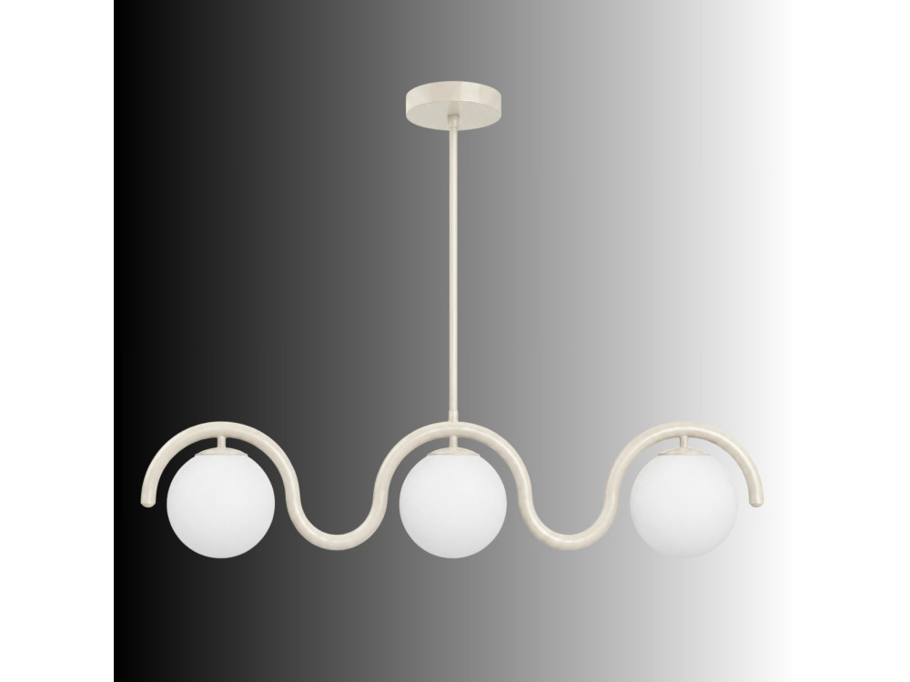 Lampadario in metallo "GEDIK-20442" - 80 x 17 cm - Beige