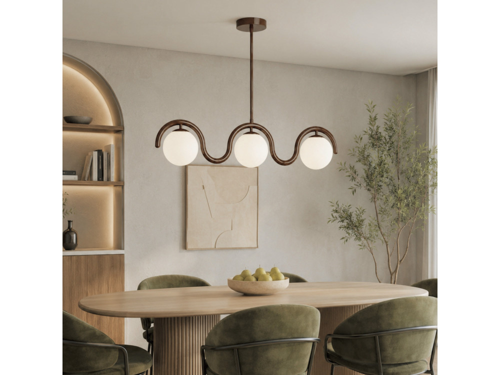 Lampadario in metallo "GEDIK-20442" - 80 x 17 cm - Marrone