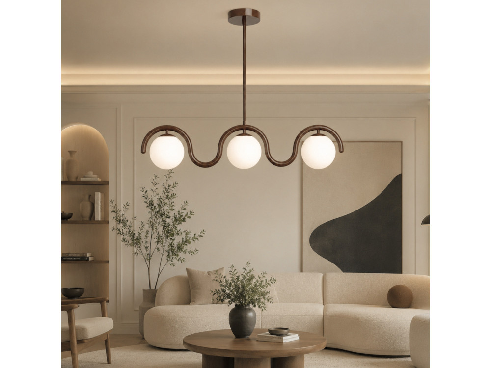 Lampadario in metallo "GEDIK-20442" - 80 x 17 cm - Marrone