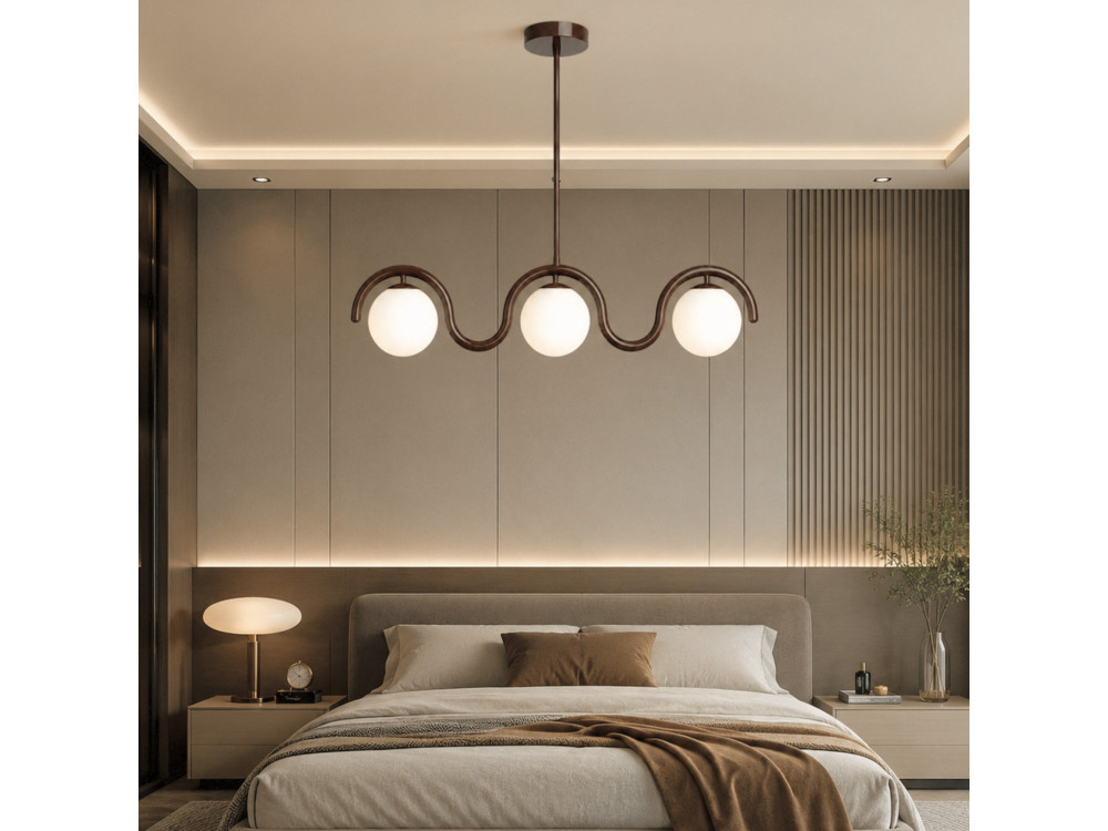 Lampadario in metallo "GEDIK-20442" - 80 x 17 cm - Marrone