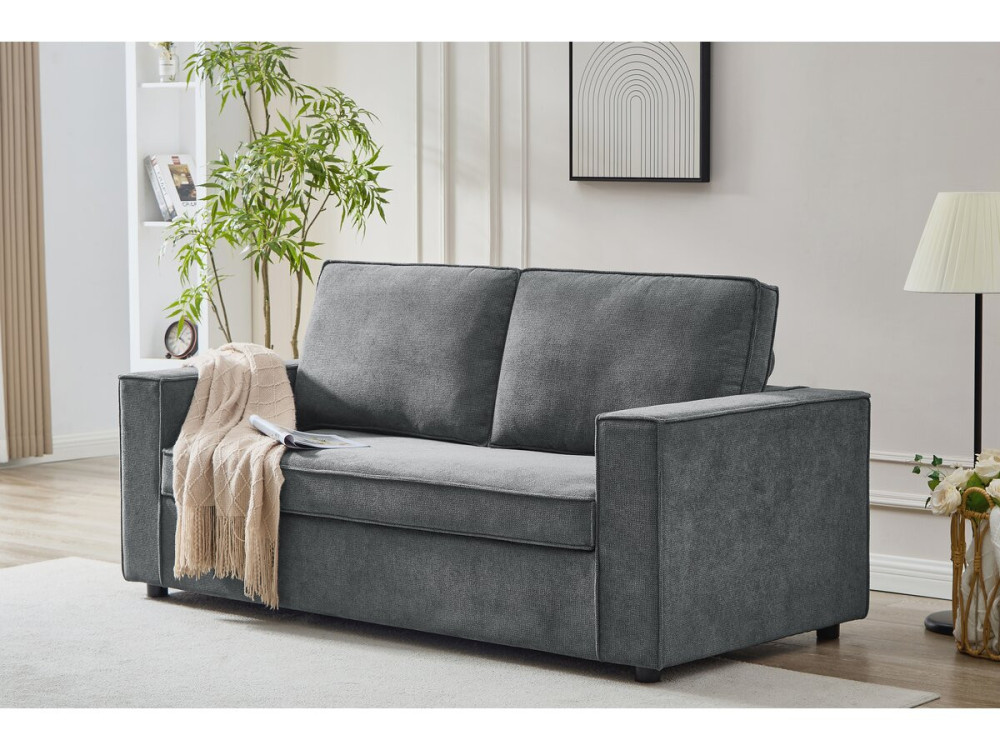 Divano trasformabile in tessuto "Clara" express - 185 x 90 x 88 cm - Grigio