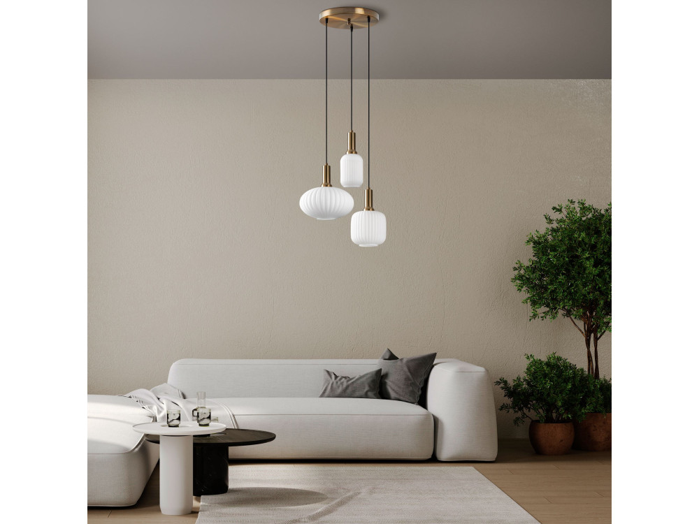 Lampadario in metallo "Asker" - 55 x 55 cm - Dorato