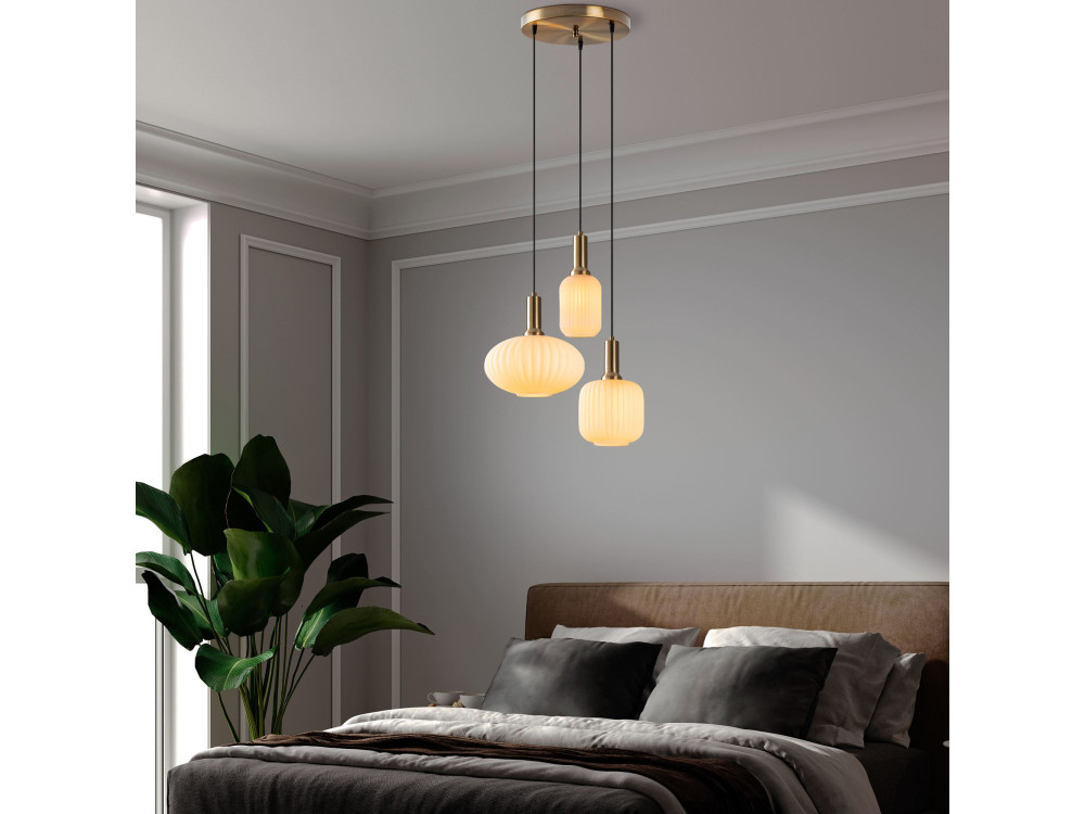 Lampadario in metallo "Asker" - 55 x 55 cm - Dorato