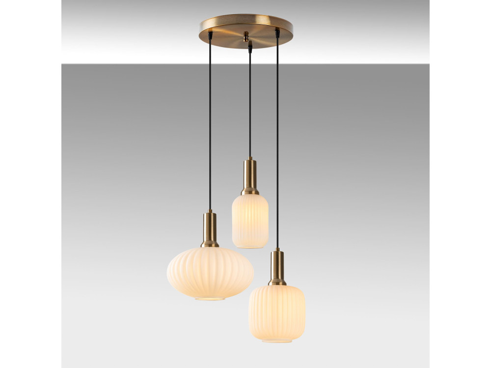 Lampadario in metallo "Asker" - 55 x 55 cm - Dorato