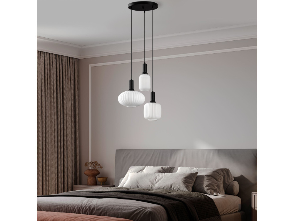 Lampadario in metallo "Asker" - 55 x 55 cm - Nero