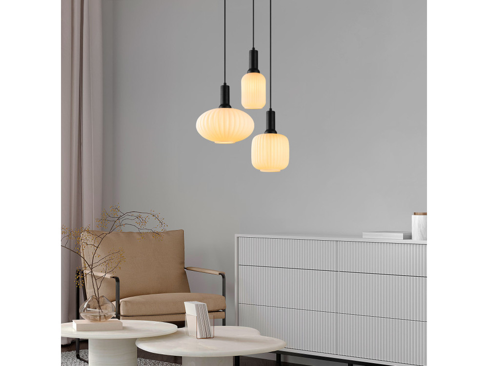 Lampadario in metallo "Asker" - 55 x 55 cm - Nero