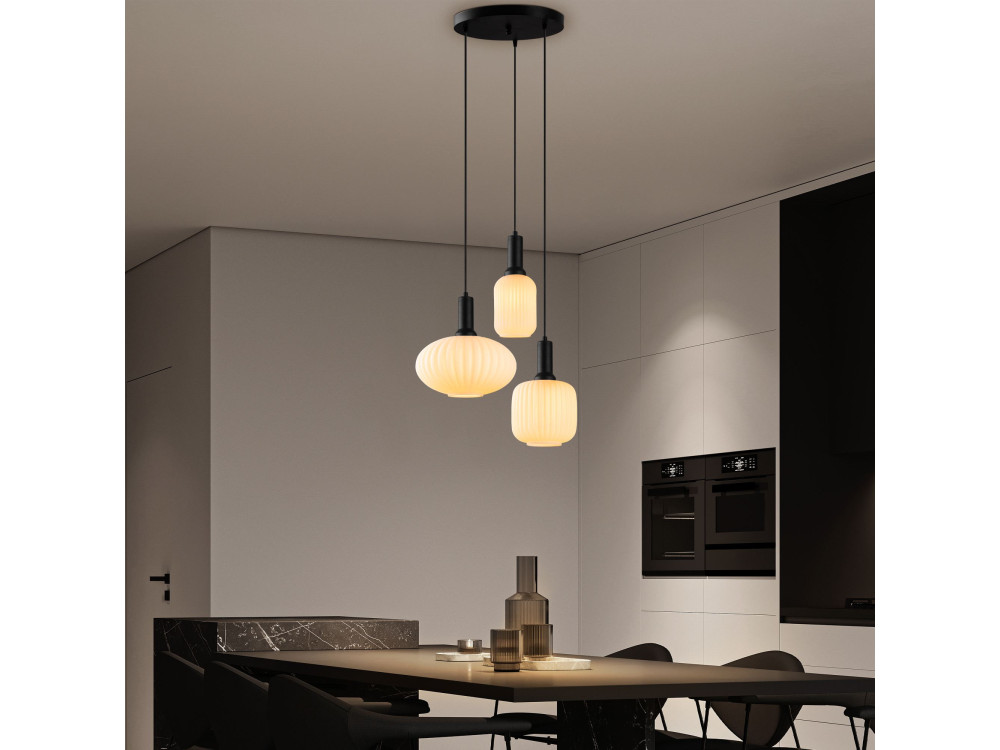 Lampadario in metallo "Asker" - 55 x 55 cm - Nero