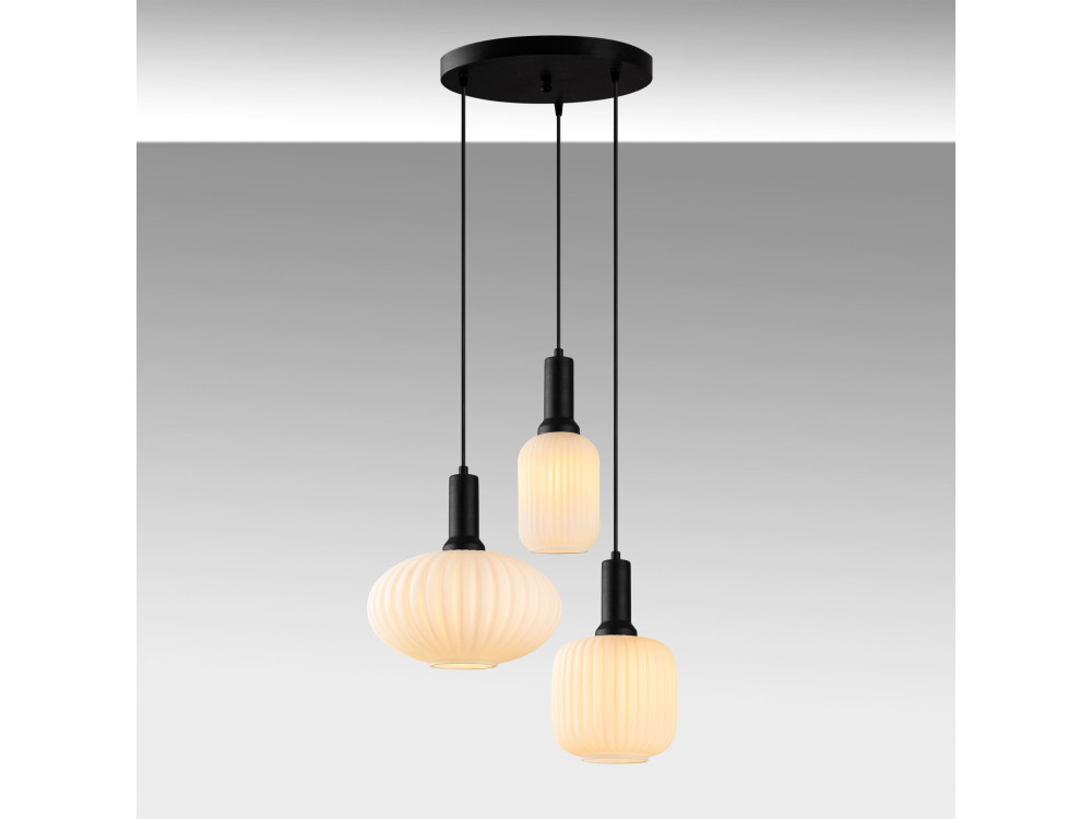 Lampadario in metallo "Asker" - 55 x 55 cm - Nero