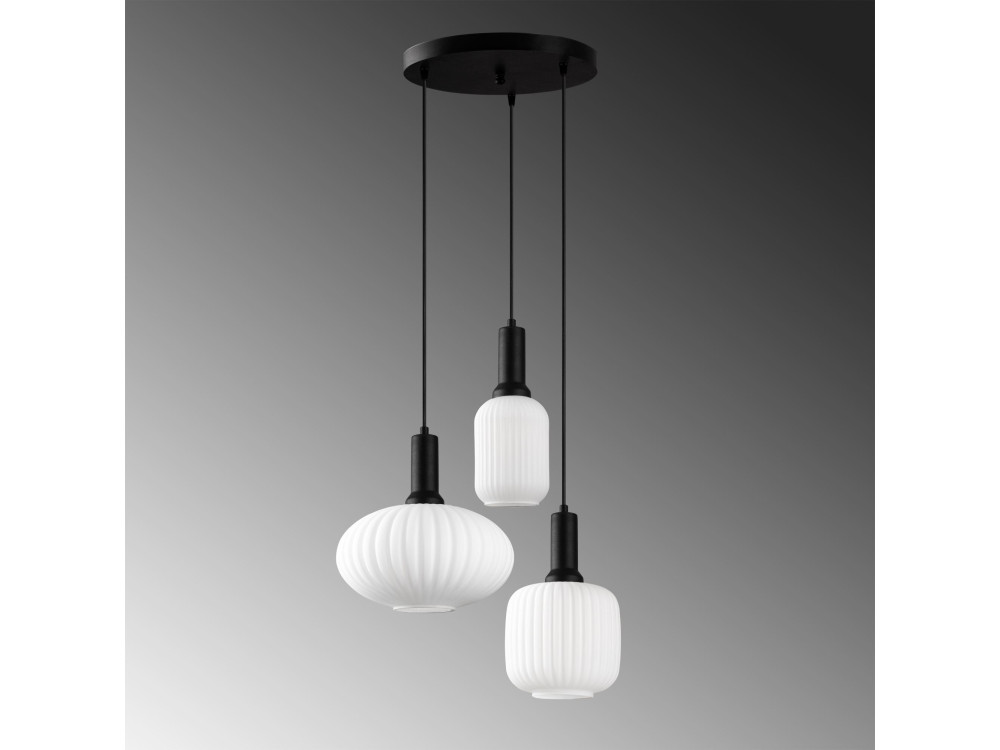 Lampadario in metallo "Asker" - 55 x 55 cm - Nero