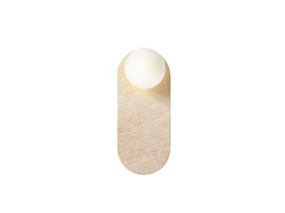 Applique in travertino "Tor All" - 18 x 1 cm - Beige / Bianco