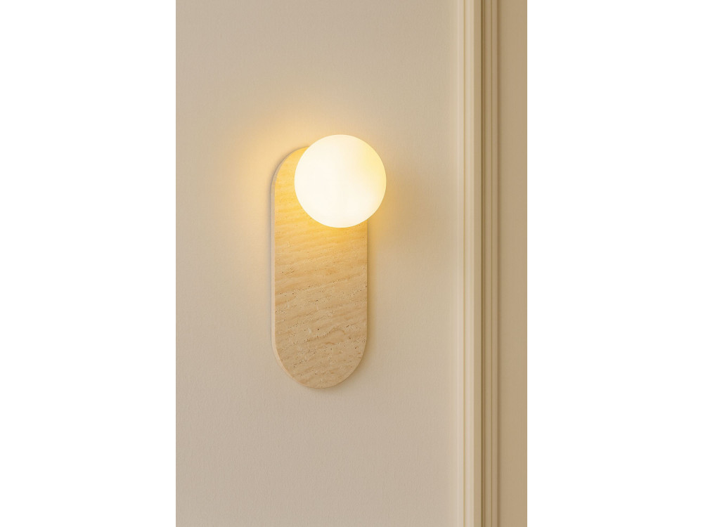 Applique in travertino "Tor All" - 18 x 1 cm - Beige / Bianco