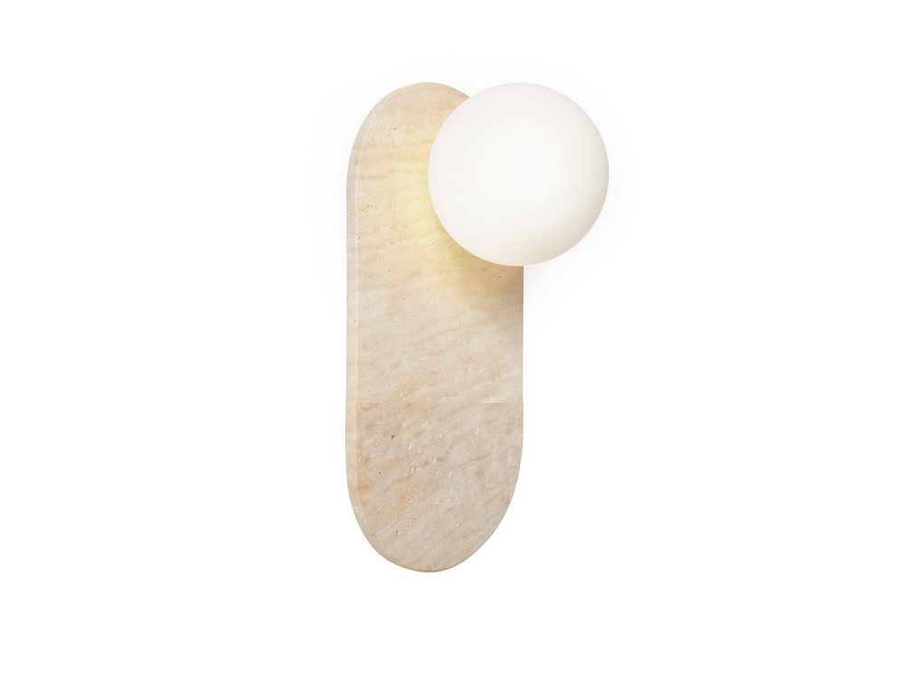 Applique in travertino "Tor All" - 18 x 1 cm - Beige / Bianco