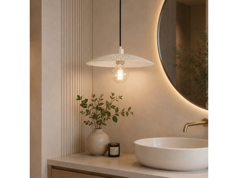 Lampada a sospensione in metallo "Soleil" - 39 x 39 cm - Beige
