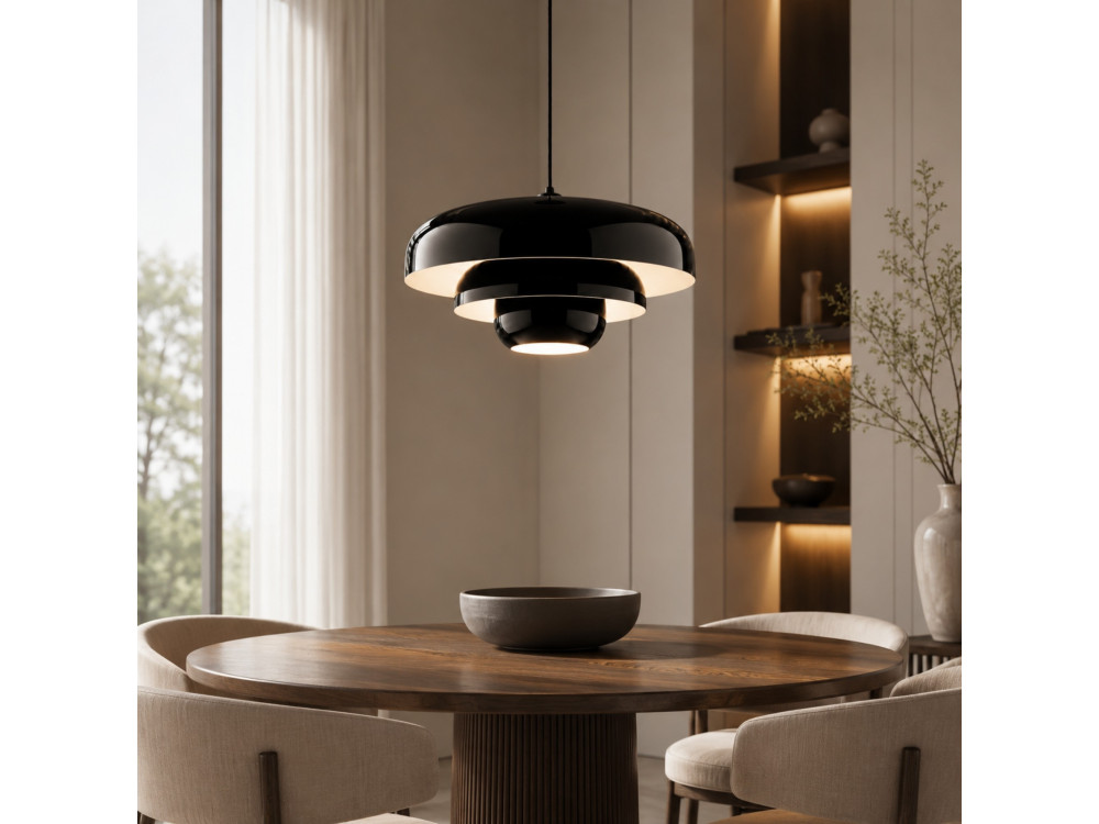 Lampada a sospensione in metallo "Layer" - 43 x 43 cm - Nero