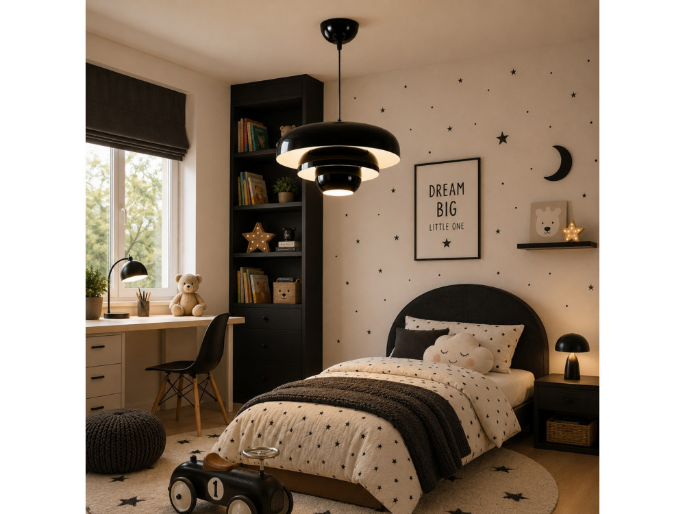 Lampada a sospensione in metallo "Layer" - 43 x 43 cm - Nero