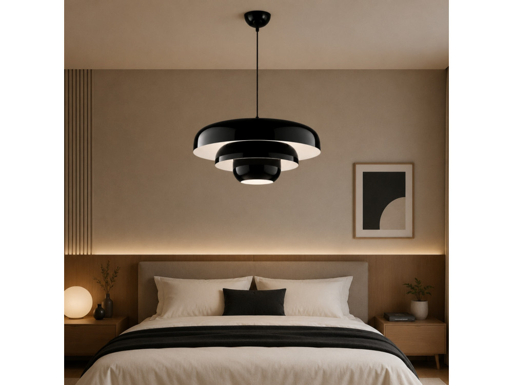 Lampada a sospensione in metallo "Layer" - 43 x 43 cm - Nero