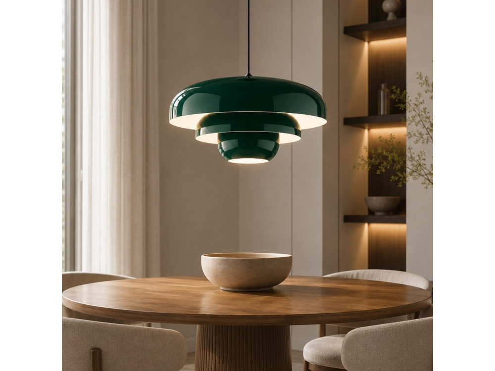 Lampada a sospensione in metallo "Layer" - 43 x 43 cm - Verde scuro