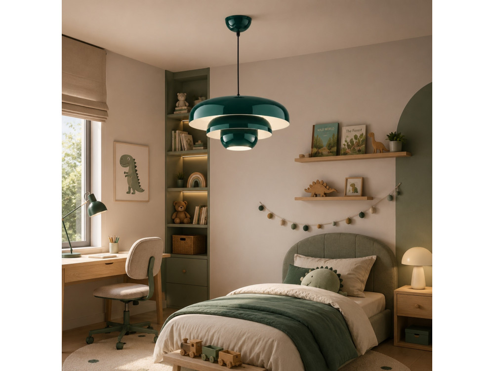 Lampada a sospensione in metallo "Layer" - 43 x 43 cm - Verde scuro
