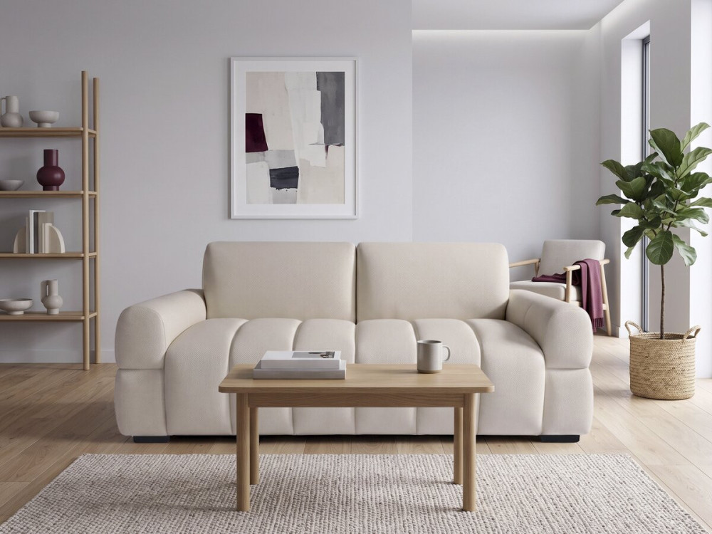 Divano letto a apertura rapida "Zoé" - Materasso da 18 cm - Larghezza letto 140 cm - 3 posti - Beige