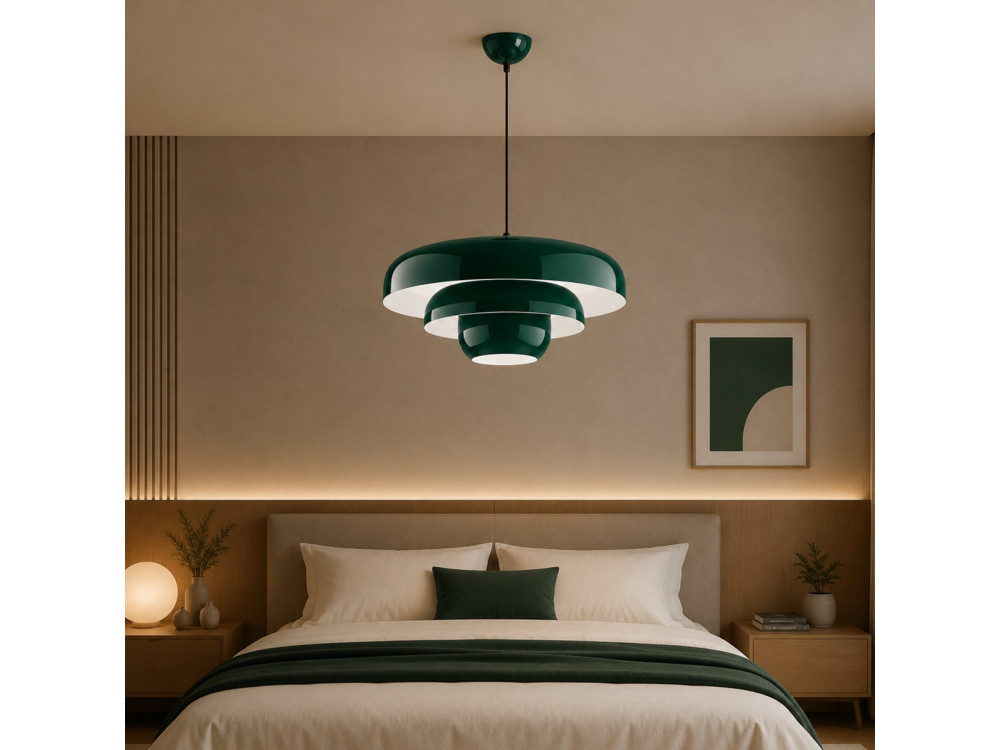 Lampada a sospensione in metallo "Layer" - 43 x 43 cm - Verde scuro