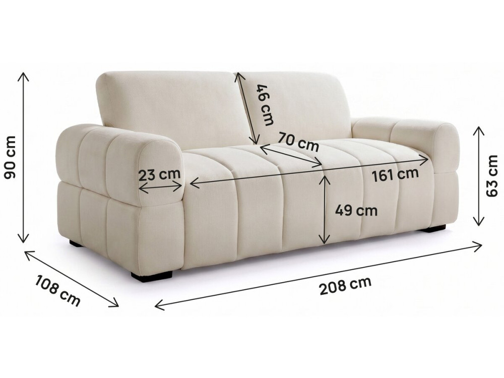 Divano letto a apertura rapida "Zoé" - Materasso da 18 cm - Larghezza letto 140 cm - 3 posti - Beige