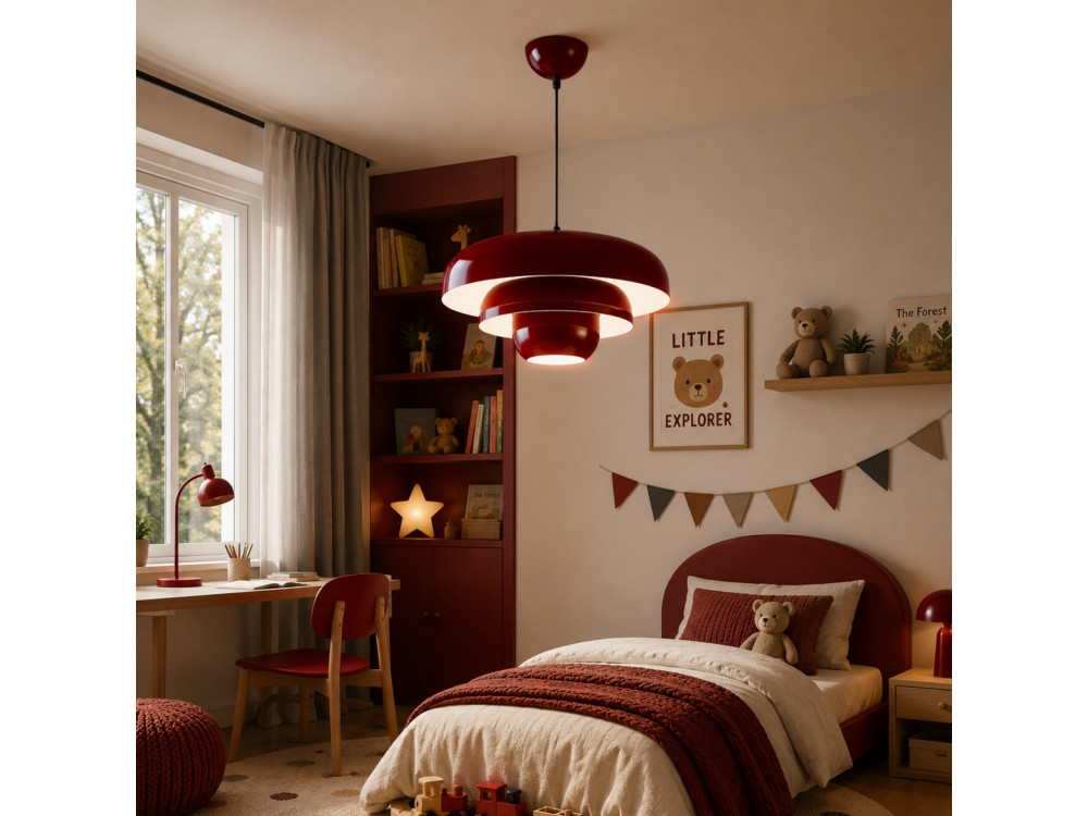 Lampada a sospensione in metallo "Layer" - 43 x 43 cm - Bordeaux