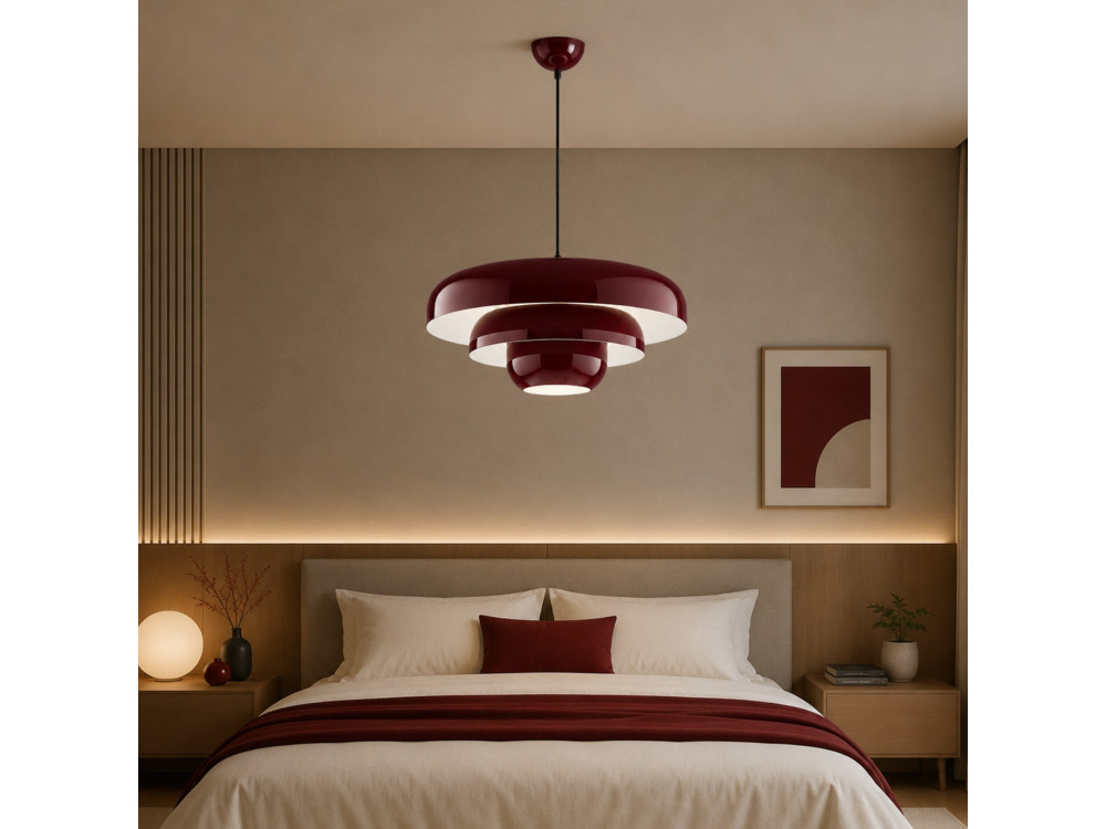 Lampada a sospensione in metallo "Layer" - 43 x 43 cm - Bordeaux