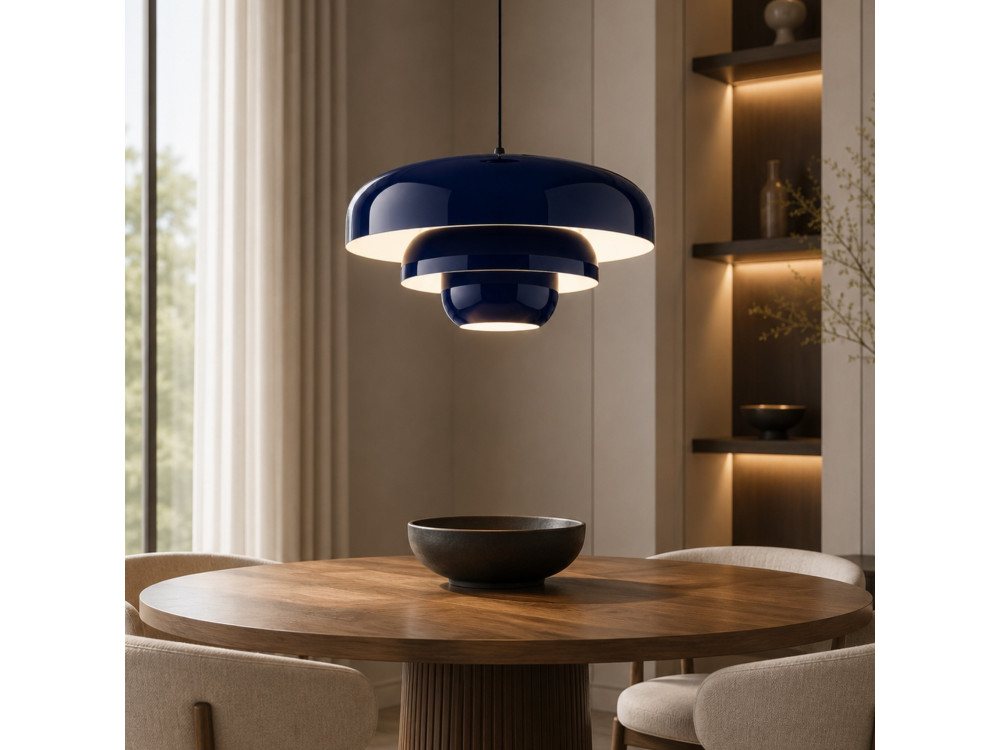 Lampada a sospensione in metallo "Layer" - 43 x 43 cm - Blu marino