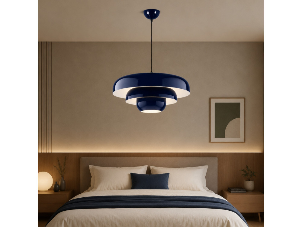 Lampada a sospensione in metallo "Layer" - 43 x 43 cm - Blu marino