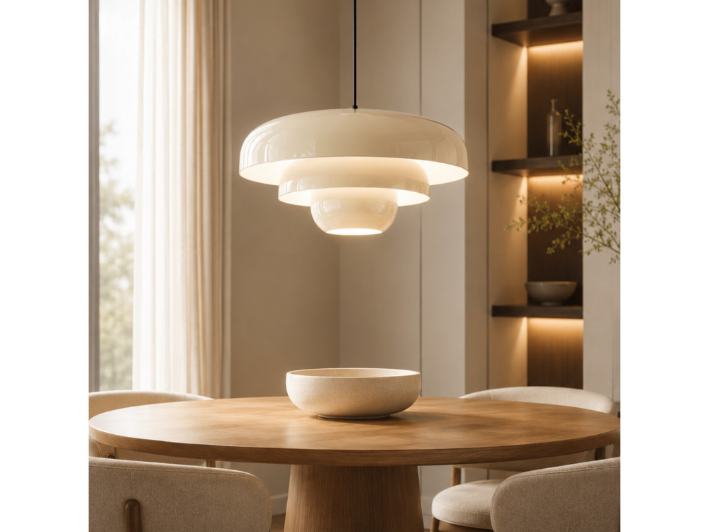 Lampada a sospensione in metallo "Layer" - 43 x 43 cm - Beige