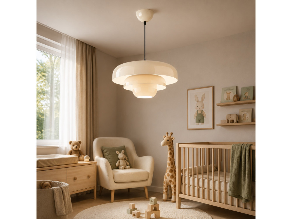 Lampada a sospensione in metallo "Layer" - 43 x 43 cm - Beige
