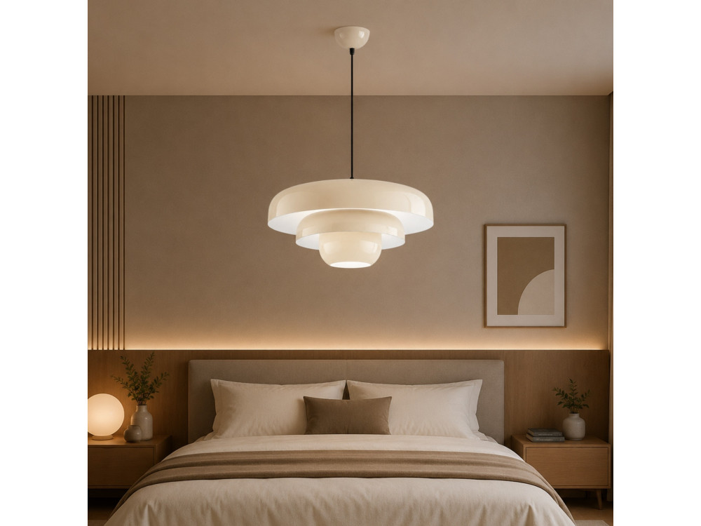 Lampada a sospensione in metallo "Layer" - 43 x 43 cm - Beige