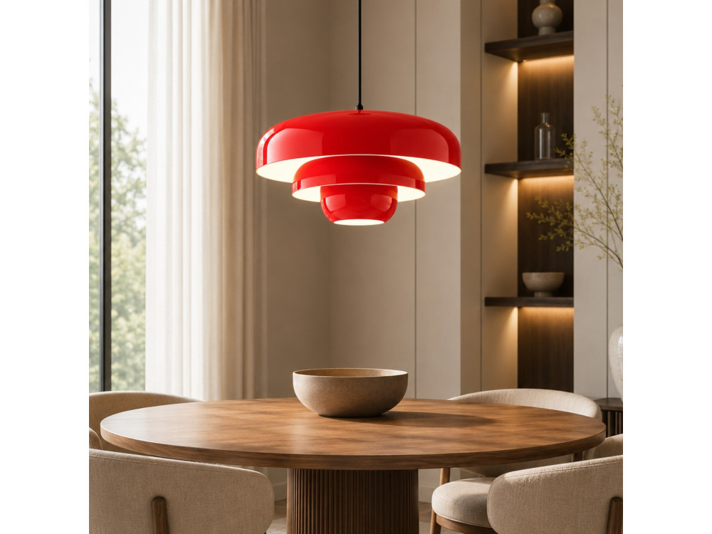 Lampada a sospensione in metallo "Layer" - 43 x 43 cm - Rosso
