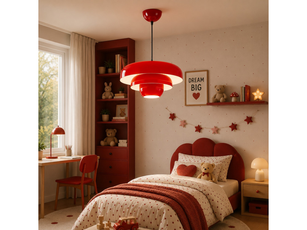 Lampada a sospensione in metallo "Layer" - 43 x 43 cm - Rosso