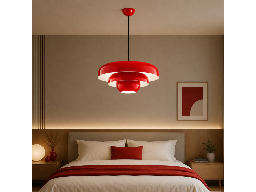 Lampada a sospensione in metallo "Layer" - 43 x 43 cm - Rosso