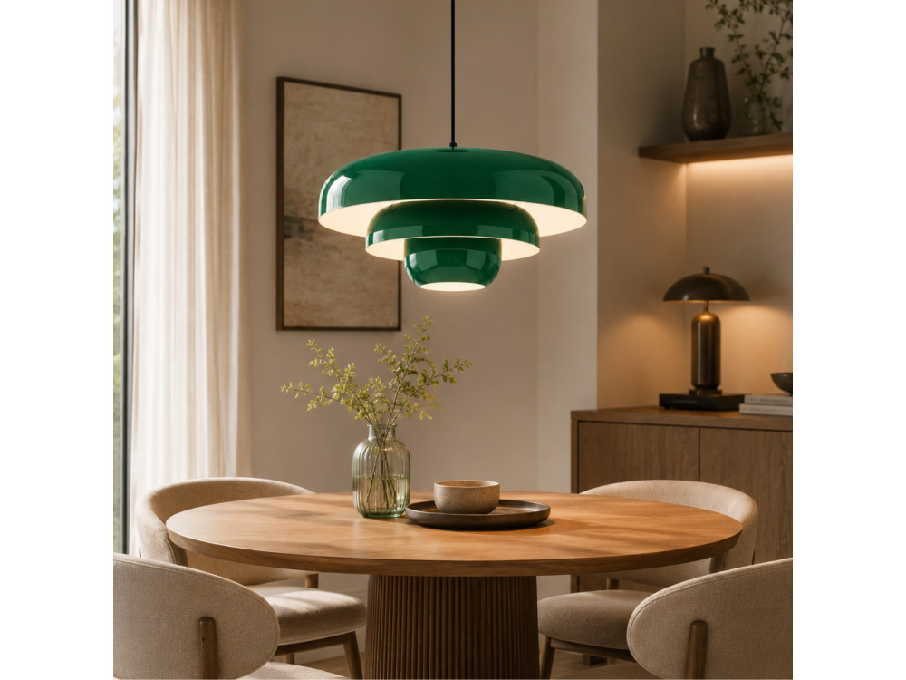 Lampada a sospensione in metallo "Layer" - 43 x 43 cm - Verde scuro