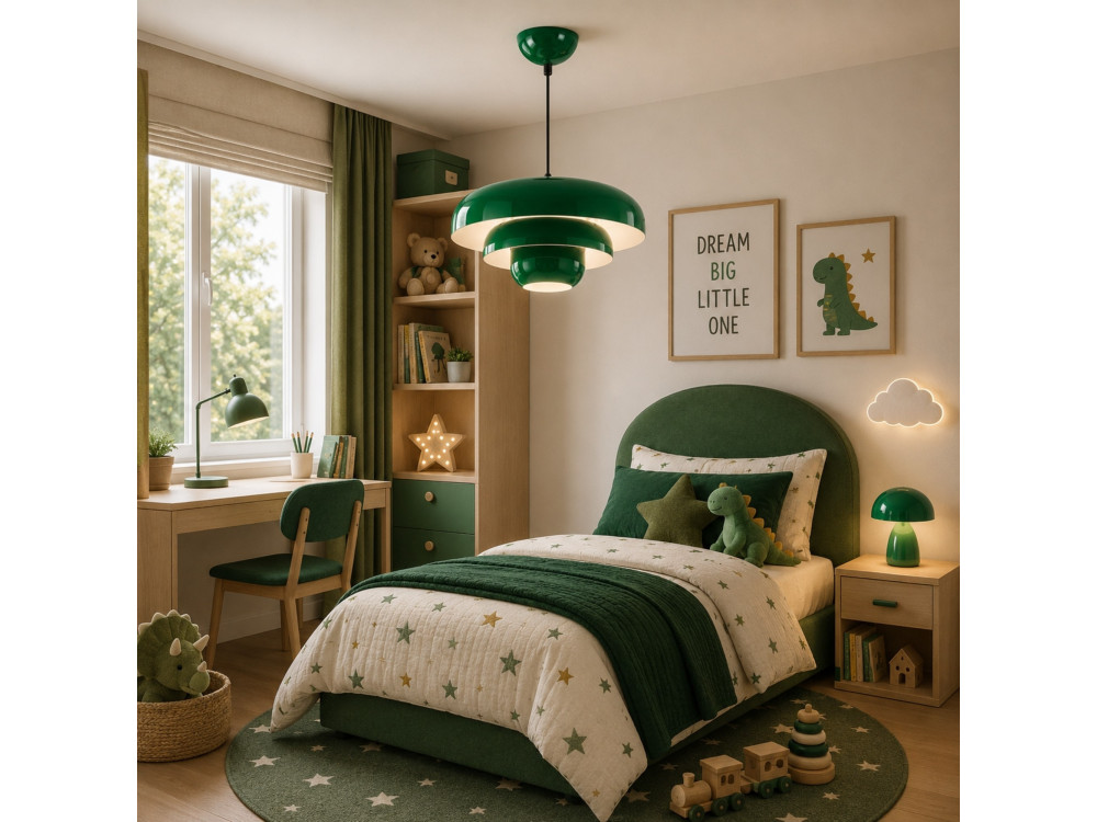 Lampada a sospensione in metallo "Layer" - 43 x 43 cm - Verde scuro